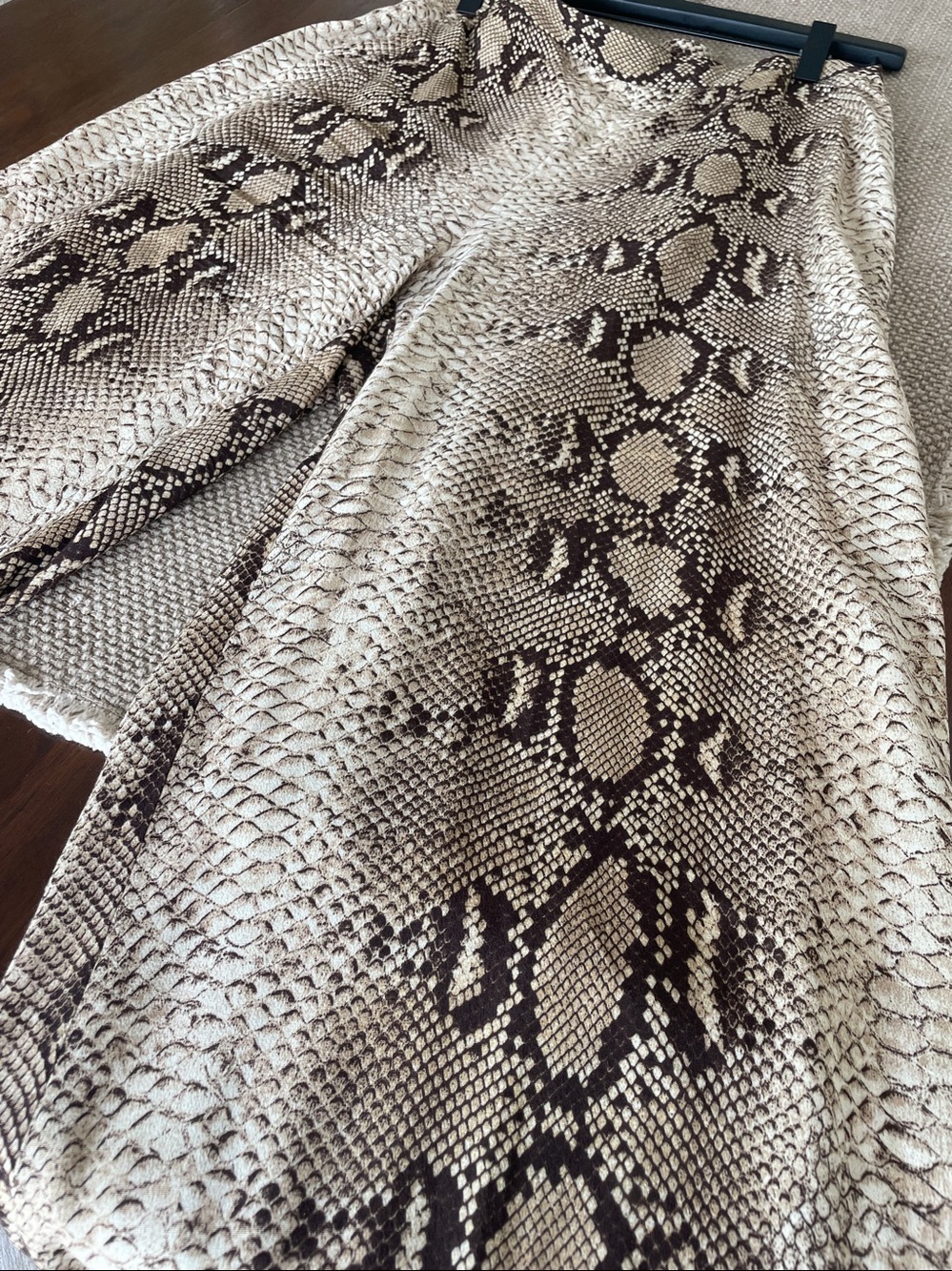 Zara Snake-Print wide leg pant in Beige and Brown